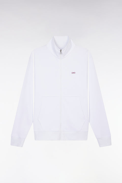 Sweatshirt zippé en coton blanc coupe droite - Image 2