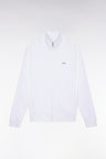 Sweatshirt zippé en coton blanc coupe droite