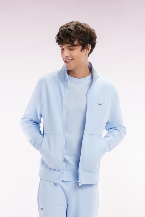 Sweatshirt zippé en coton ciel coupe droite - Image 3