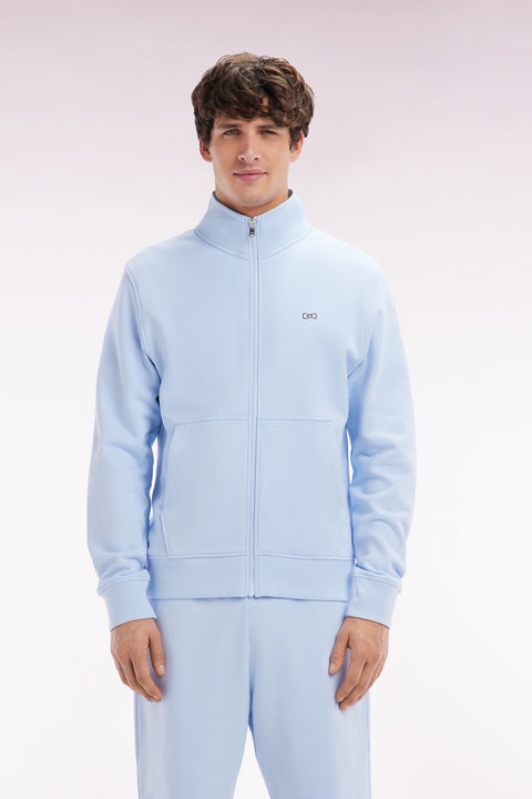 Sweatshirt zippé en coton ciel coupe droite - Image 1