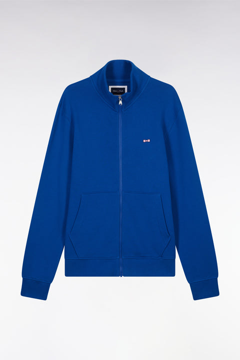 Sweatshirt zippé en coton bleu foncé coupe droite - Image 2