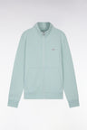 Sweatshirt zippé en coton vert d'eau coupe droite
