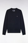 Sweatshirt en molleton coton marine coupe droite