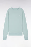 Sweatshirt en molleton coton vert d'eau coupe droite