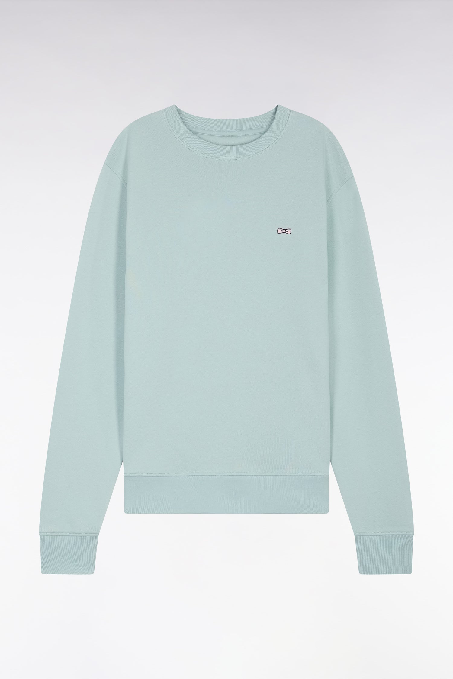 Sweatshirt en molleton coton vert d'eau coupe droite