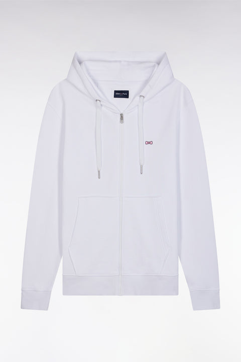 Sweatshirt zippé en molleton coton blanc coupe droite - Image 2
