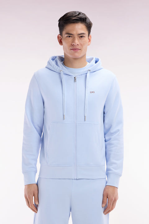Sweatshirt zippé en molleton coton ciel coupe droite - Image 1