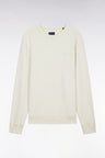Relaxed-fit overdyed crewneck sweatshirt in beige cotton fleece