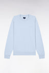Relaxed-fit overdyed crewneck sweatshirt in sky blue cotton fleece