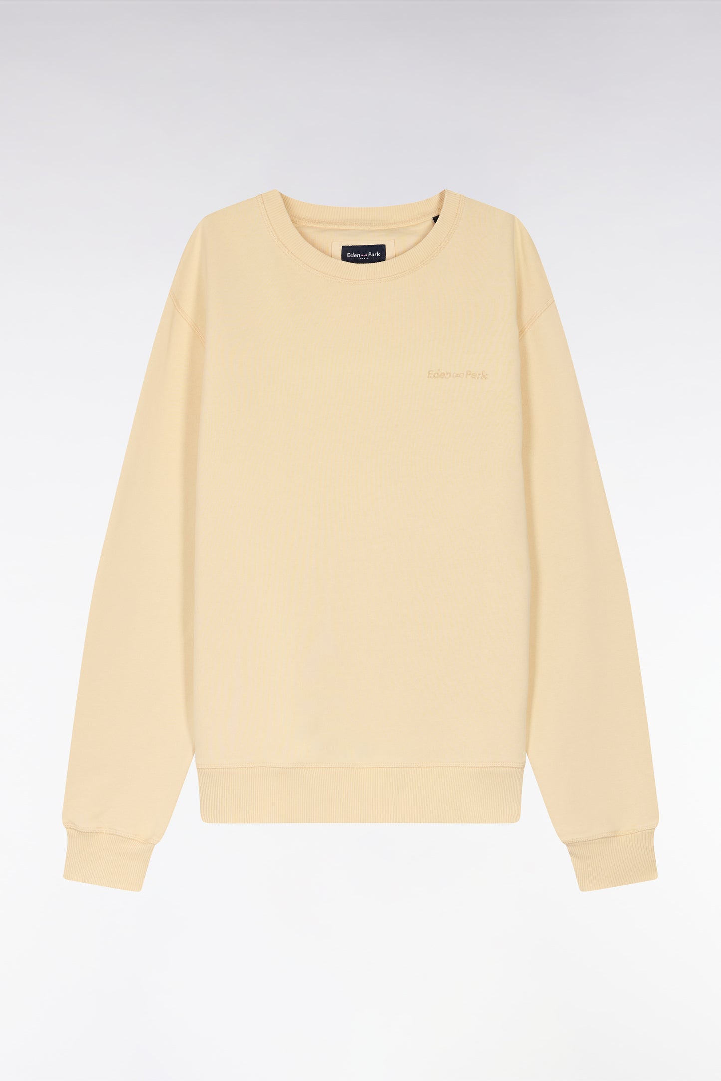 Relaxed-fit overdyed crewneck sweatshirt in ochre cotton fleece