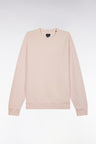 Relaxed-fit overdyed crewneck sweatshirt in light pink cotton fleece