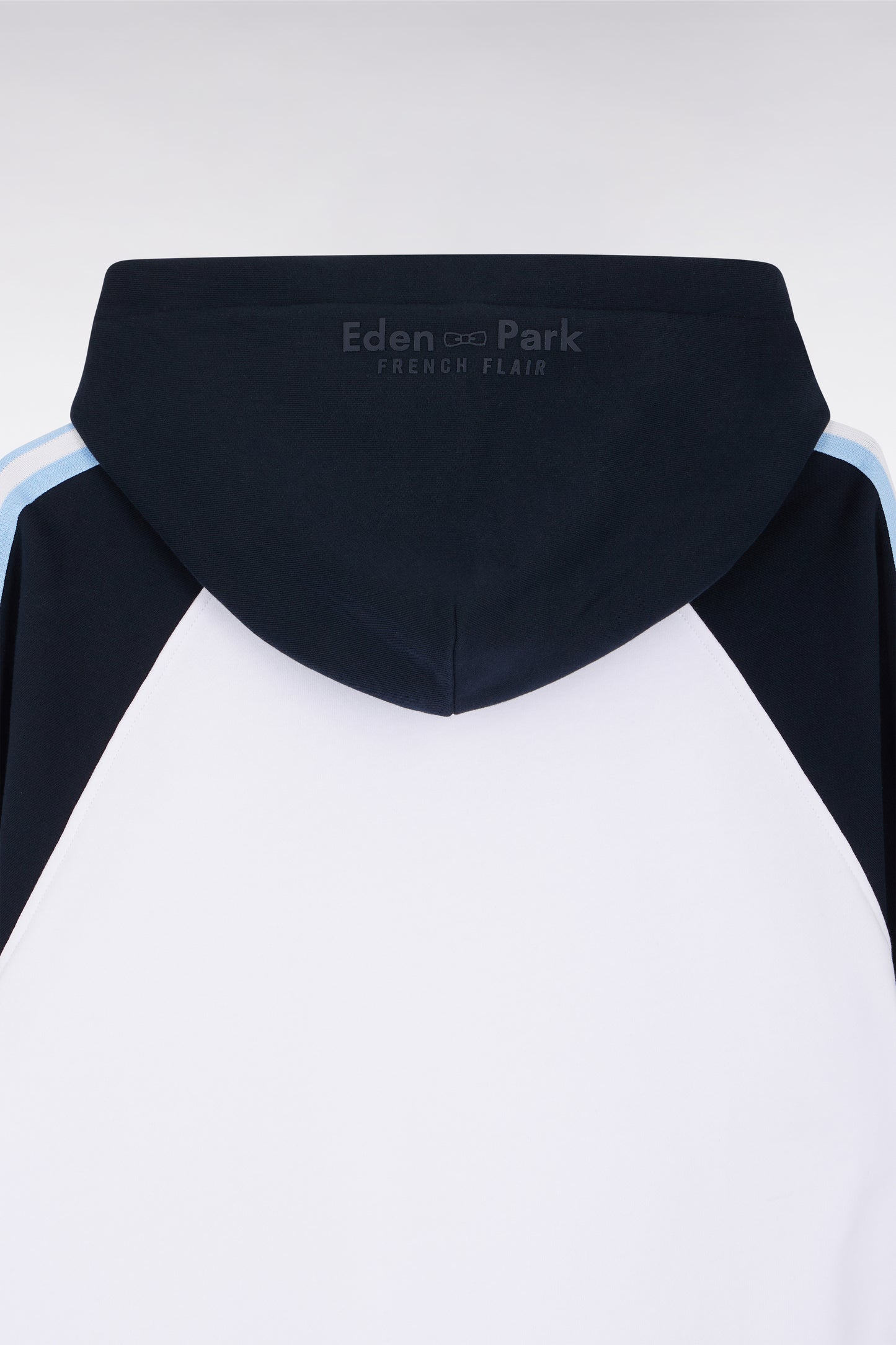 Sweatshirt à capuche en coton blanc et bleu coupe décontractée