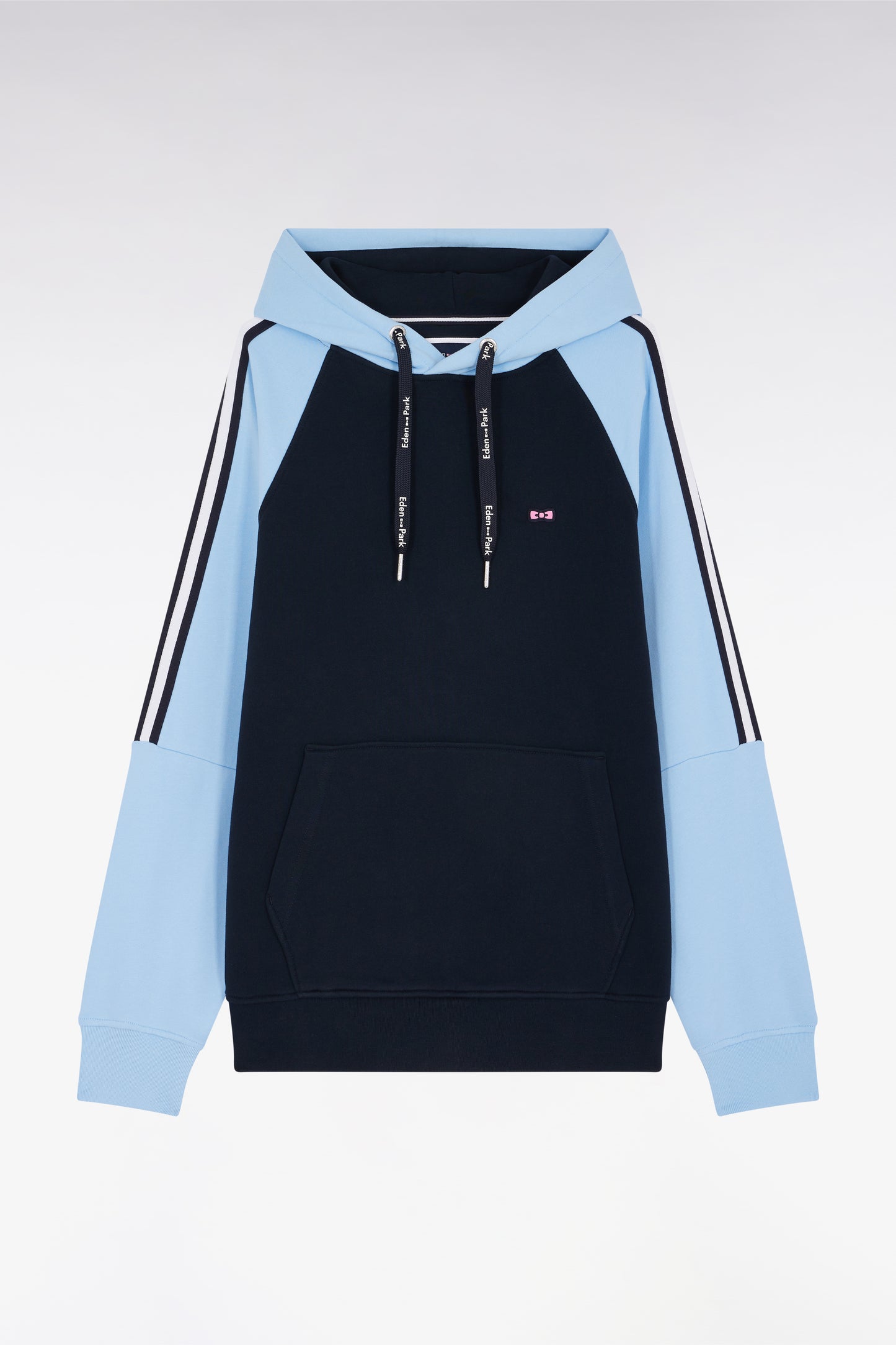 Sweatshirt à capuche en coton marine et ciel coupe décontractée