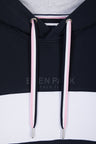 Relaxed-fit navy cotton fleece colorblock hoodie
