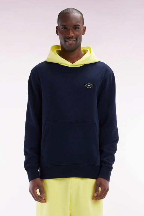 Sweatshirt en molleton coton bicolore jaune coupe décontractée - Image 1