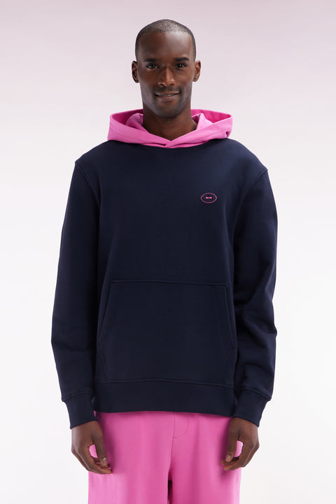Sweatshirt en molleton coton bicolore rose coupe décontractée - Image 1