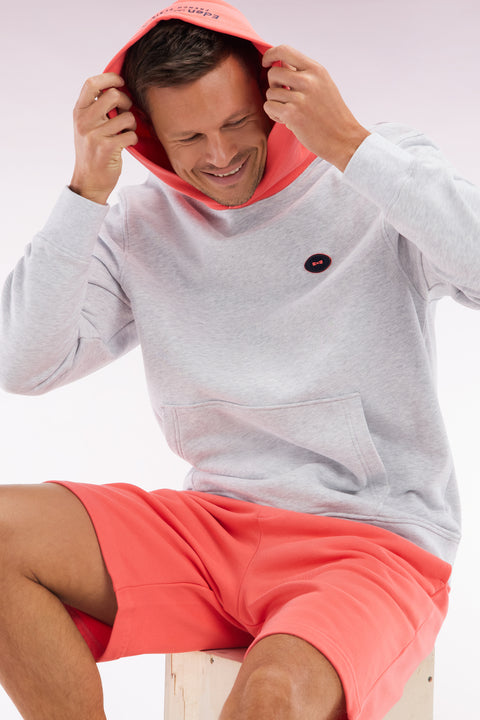 Sweatshirt en molleton coton bicolore corail coupe décontractée - Image 3