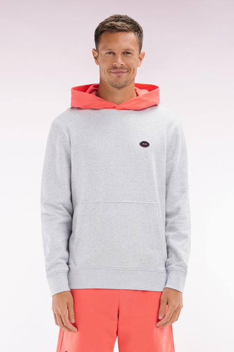 Sweatshirt en molleton coton bicolore corail coupe décontractée - Image 1