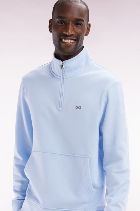 Sweatshirt à col zippé en coton ciel coupe droite - Image 3