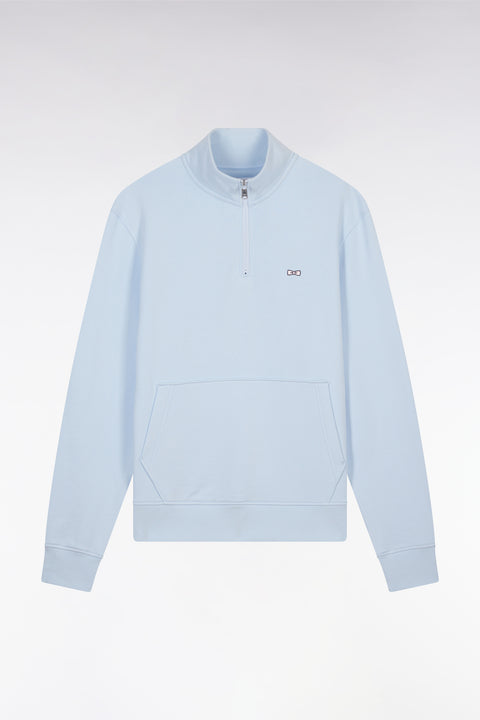 Sweatshirt à col zippé en coton ciel coupe droite - Image 2