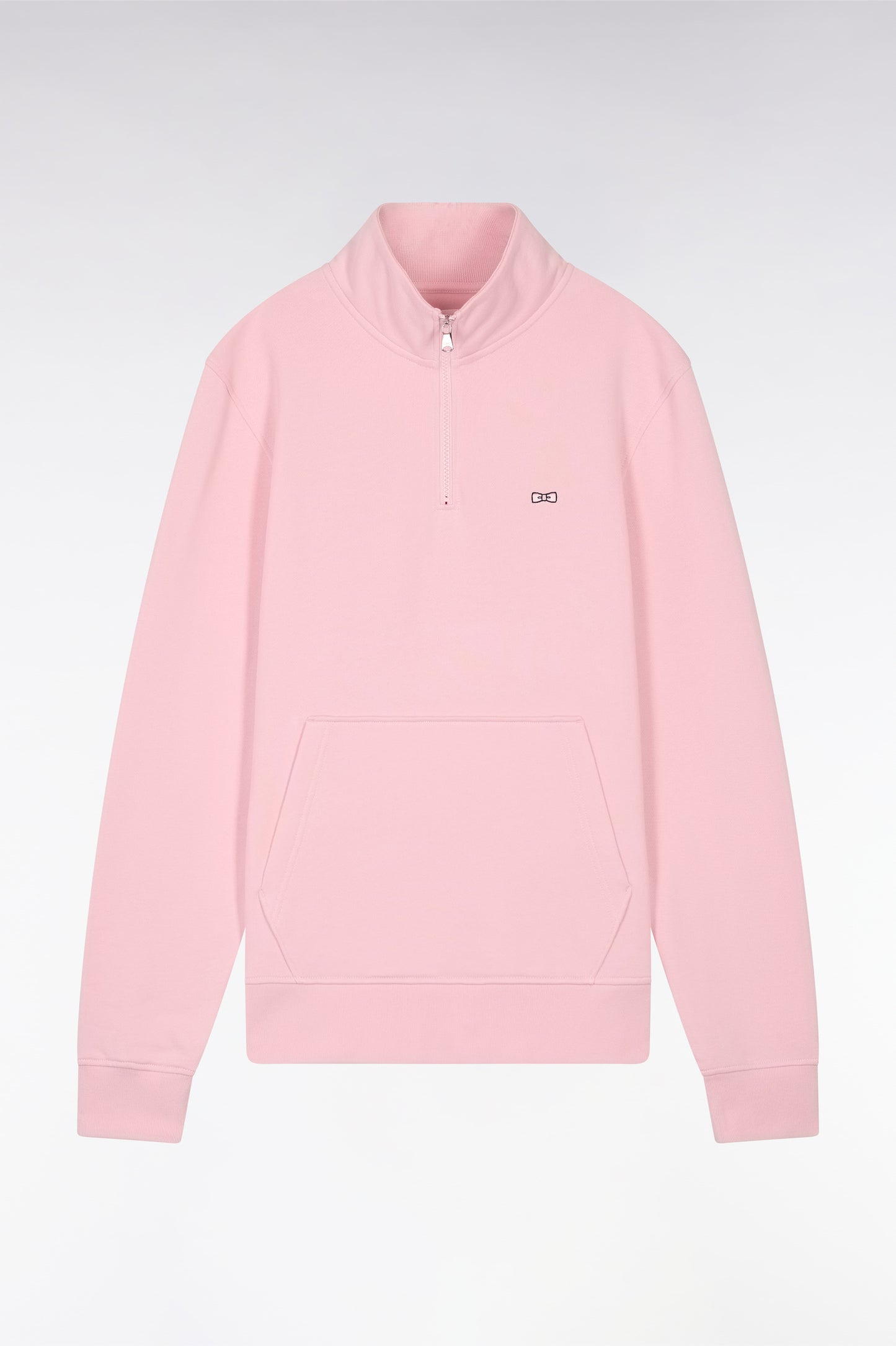 Sweatshirt à col zippé en coton rose coupe droite