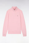 Straight-fit pink cotton zip-neck sweatshirt