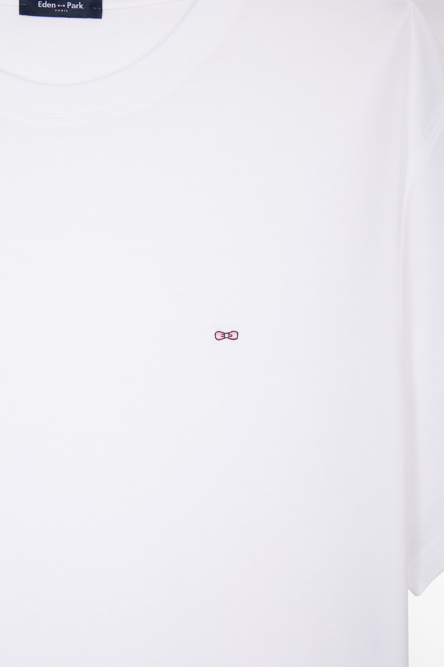 T-shirt blanc uni en lyocell et coton coupe droite