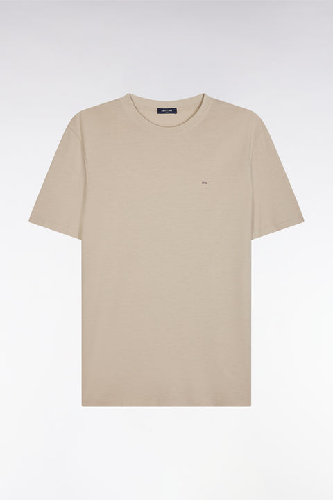 Straight-fit beige short-sleeved T-shirt - Image 2