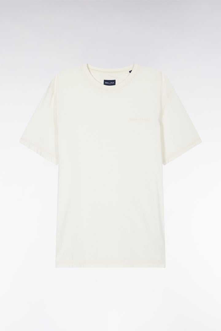 T-shirt en jersey de coton beige surteint coupe décontractée