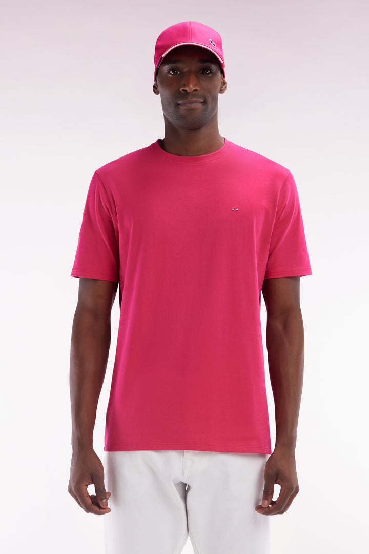 T-shirt en coton Pima fuchsia coupe droite