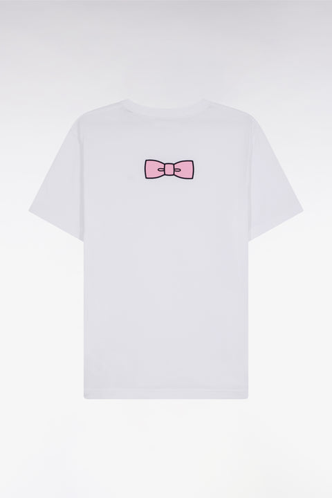 Straight-fit white Pima cotton T-shirt with back embroidery - Image 1