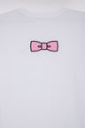 T-shirt en coton Pima blanc broderie dos coupe droite