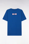 T-shirt en coton Pima bleu foncé broderie dos coupe droite