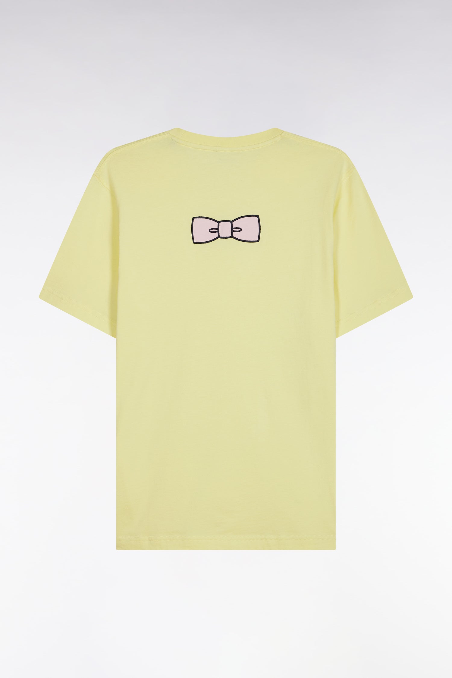 T-shirt en coton Pima jaune broderie dos coupe droite