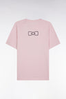 T-shirt en coton Pima rose pâle broderie dos coupe droite