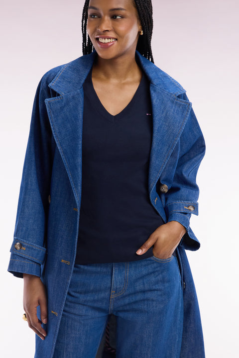 Pima cotton t-shirt chopped navy cut adjusted - Image 3