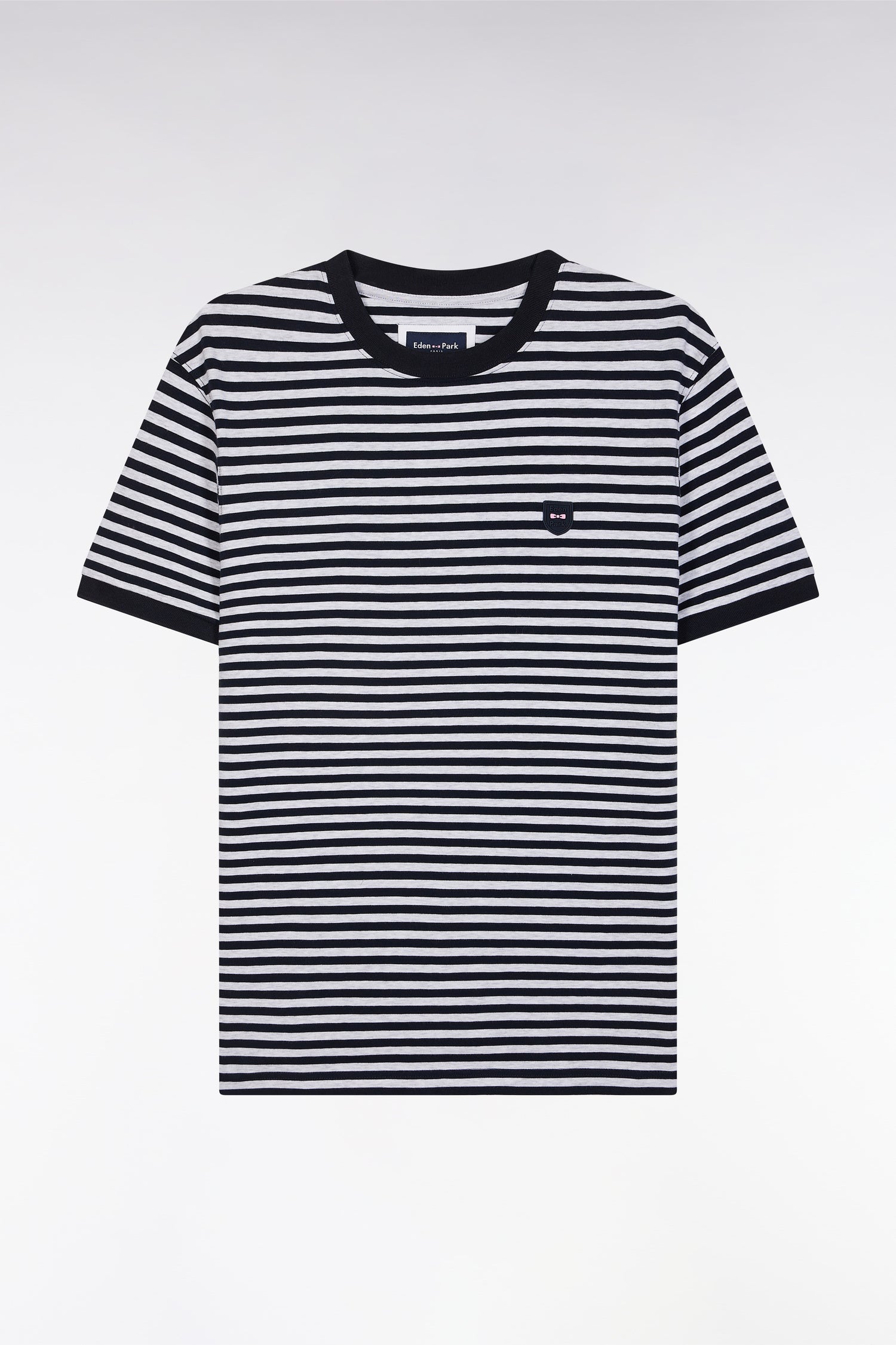 T-shirt en coton stretch rayé marine coupe ajustée