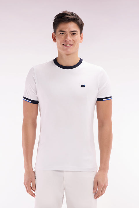 T-shirt en coton blanc broderie dos coupe droite - Image 1