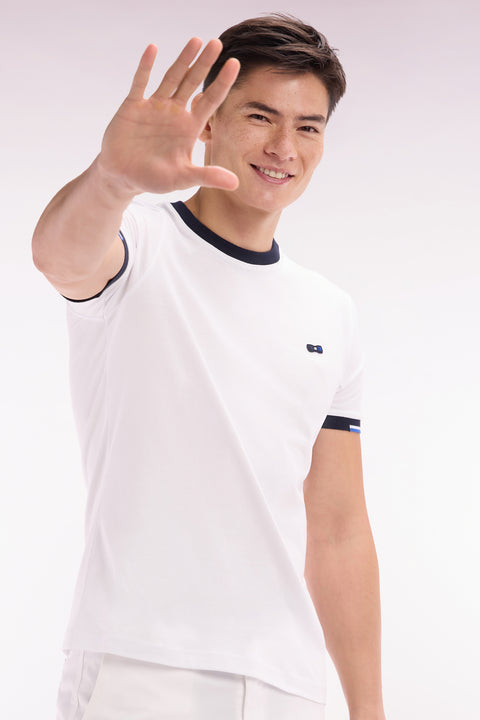 T-shirt en coton blanc broderie dos coupe droite - Image 3