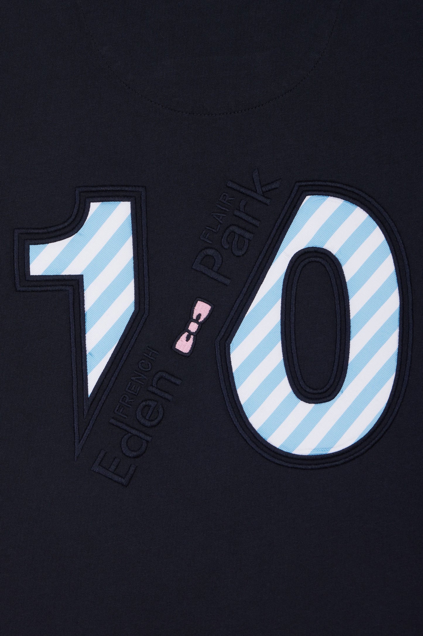 Straight-fit colorblock T-shirt in navy cotton with 10 embroidery