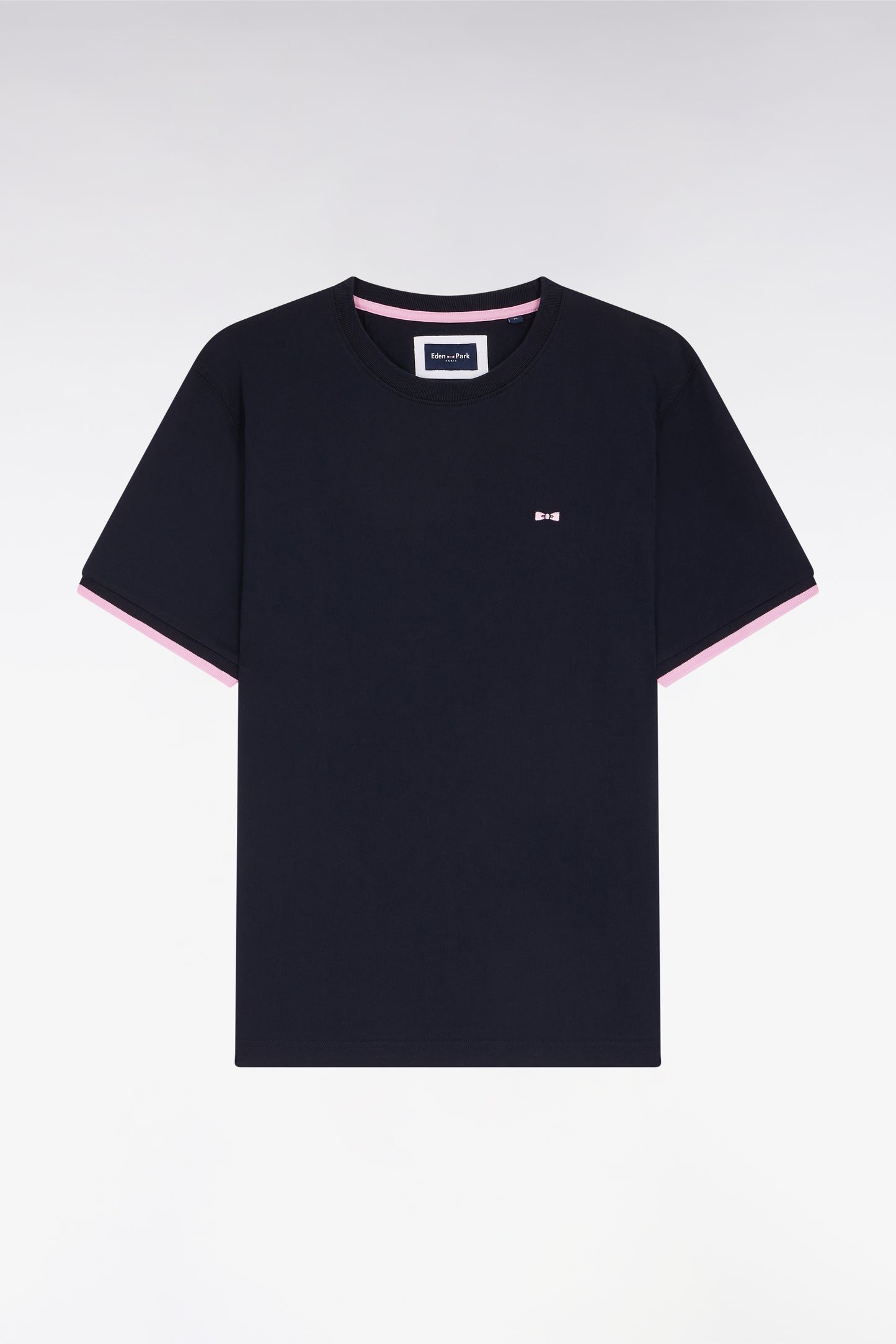 T-shirt en coton marine broderie nœud papillon Eden Park coupe droite