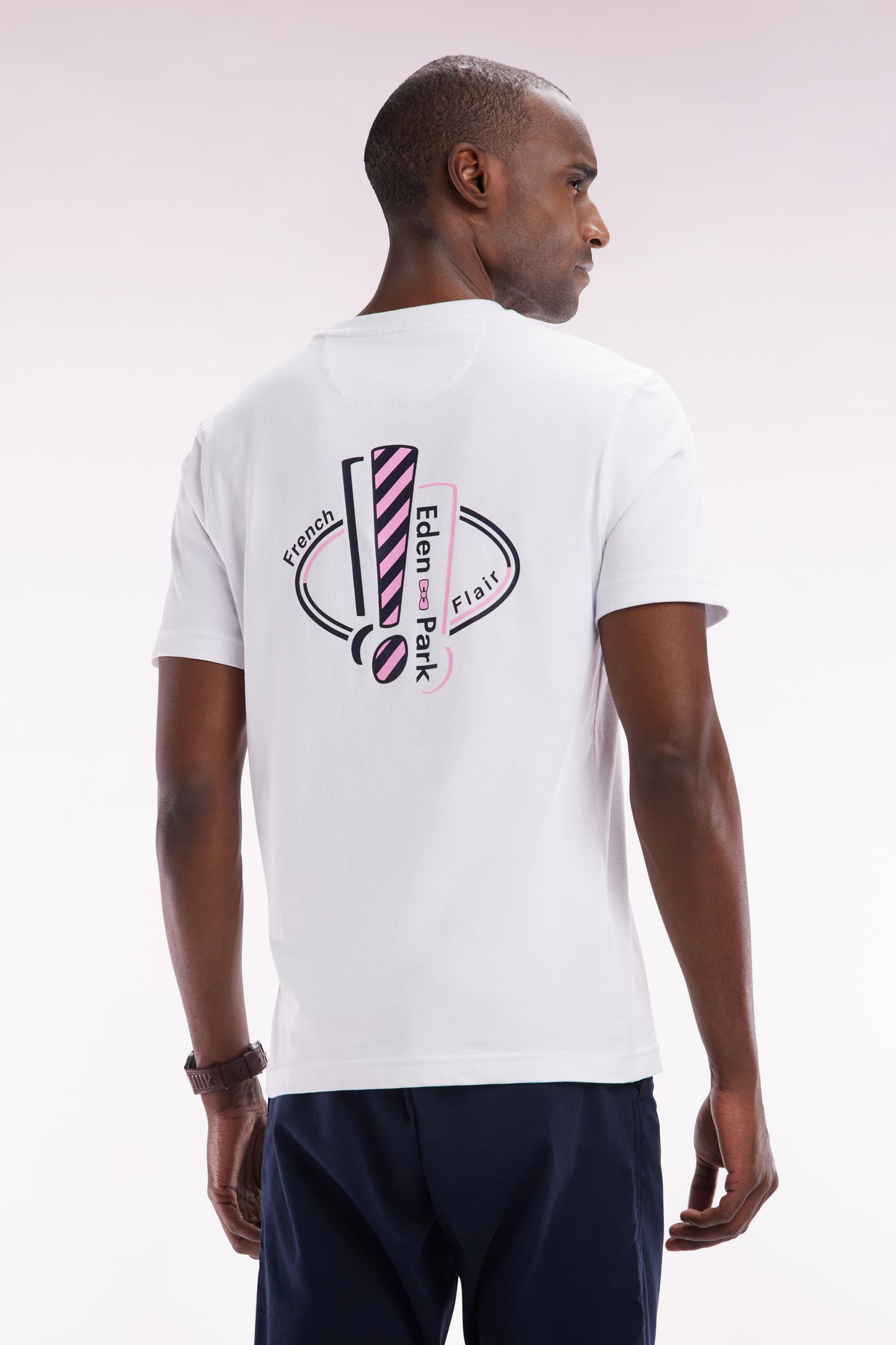 T-shirt en coton blanc sérigraphié coupe droite