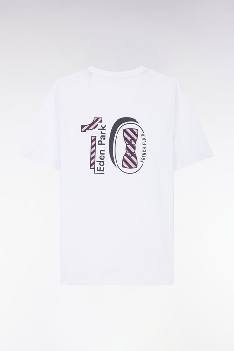 T-shirt en coton blanc broderie dos coupe droite - Image 2