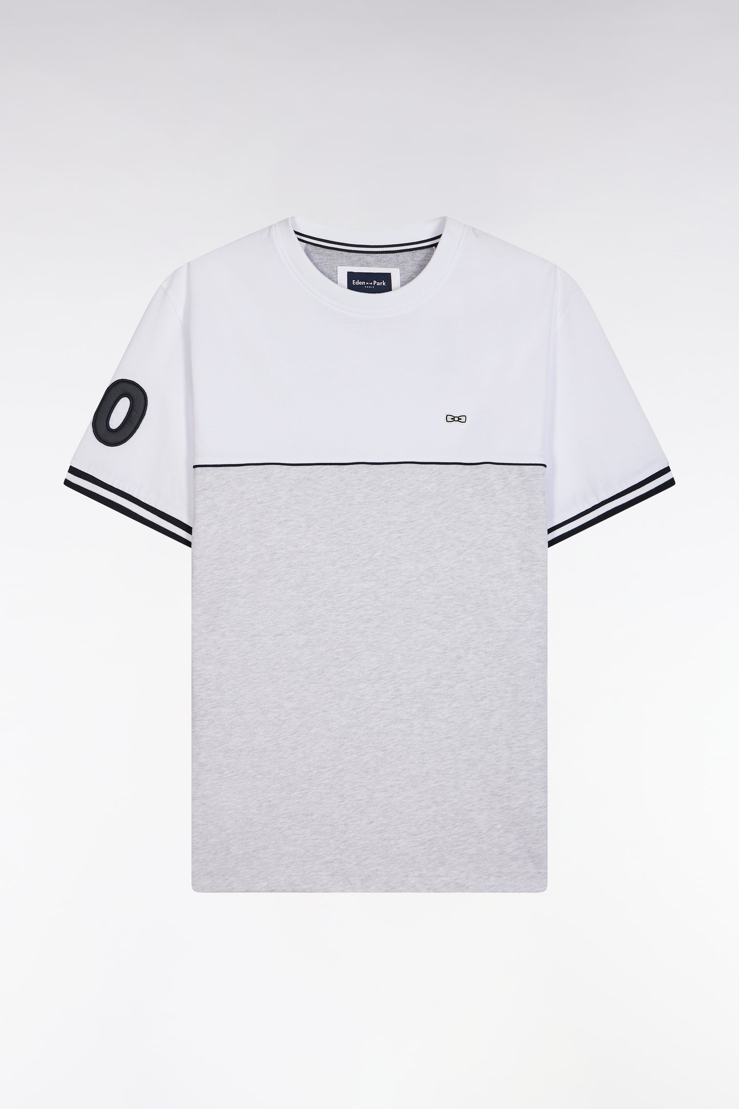 Two-tone T-shirt in grey cotton, relaxed fit