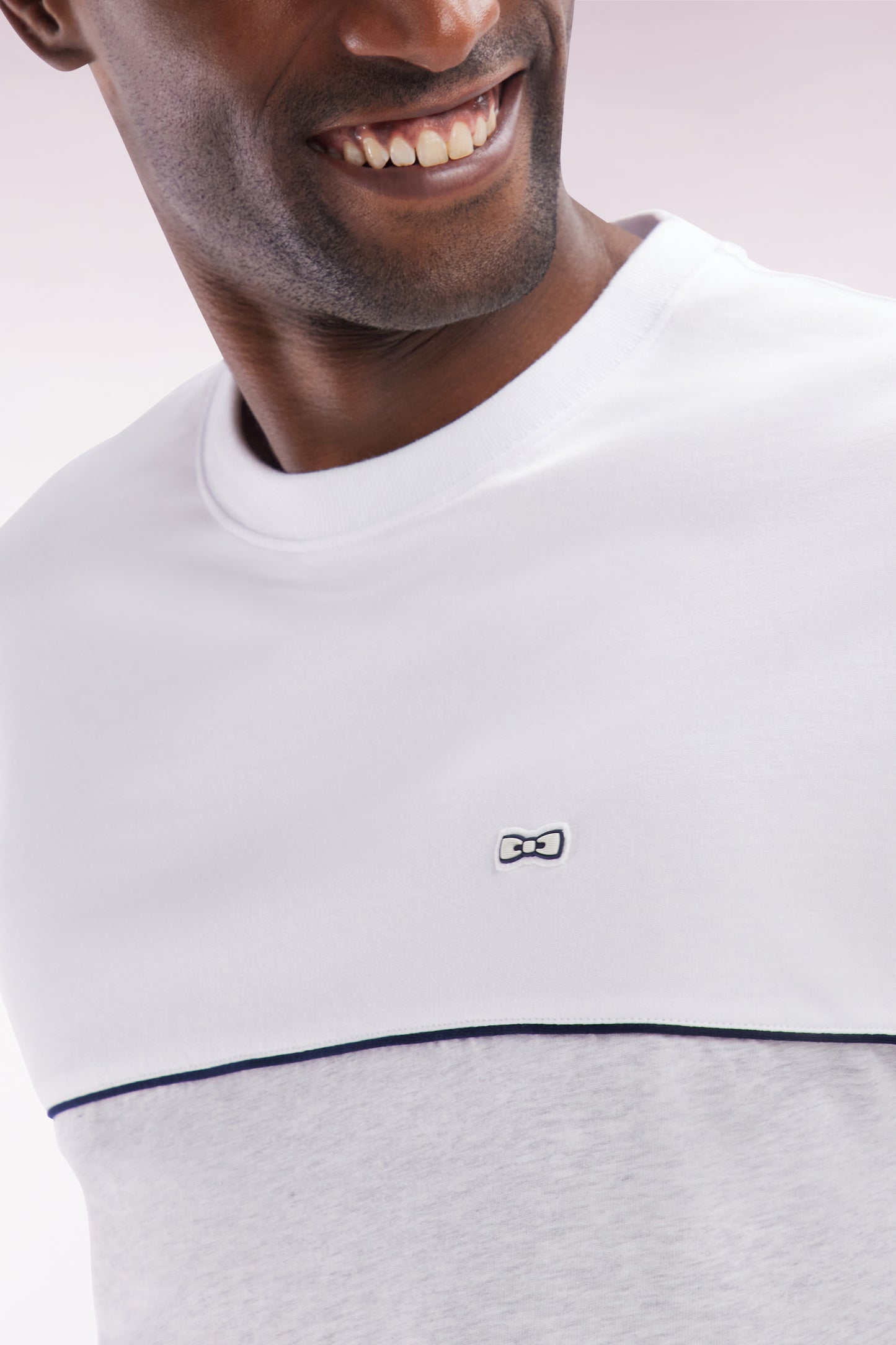 Two-tone T-shirt in grey cotton, relaxed fit