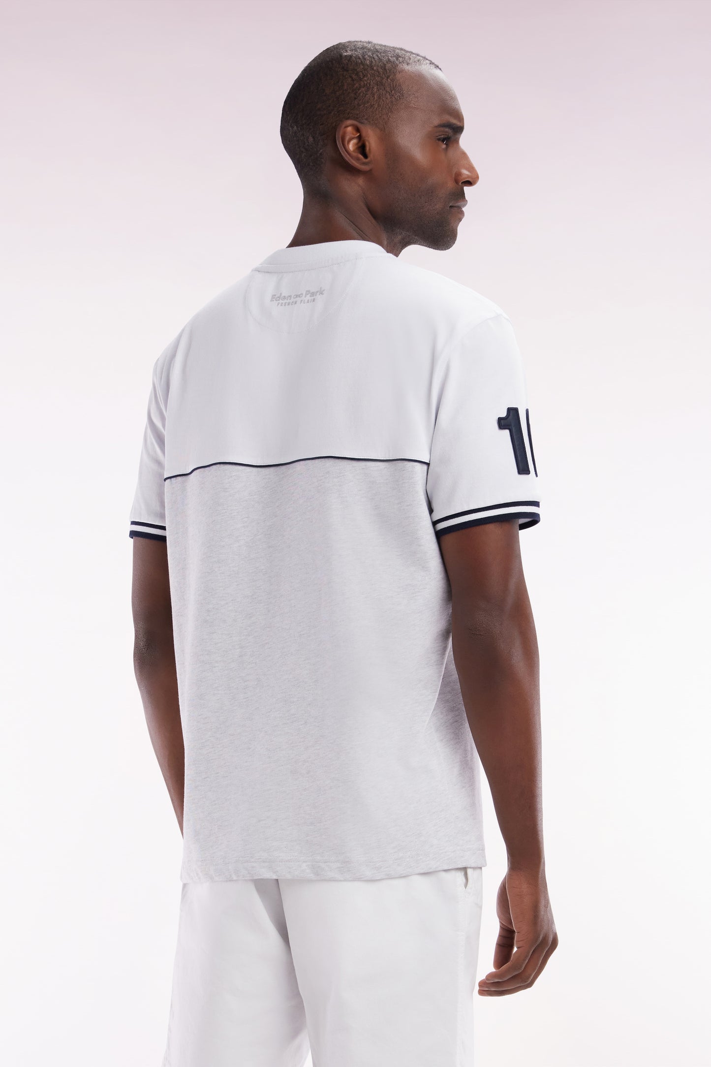 Two-tone T-shirt in grey cotton, relaxed fit