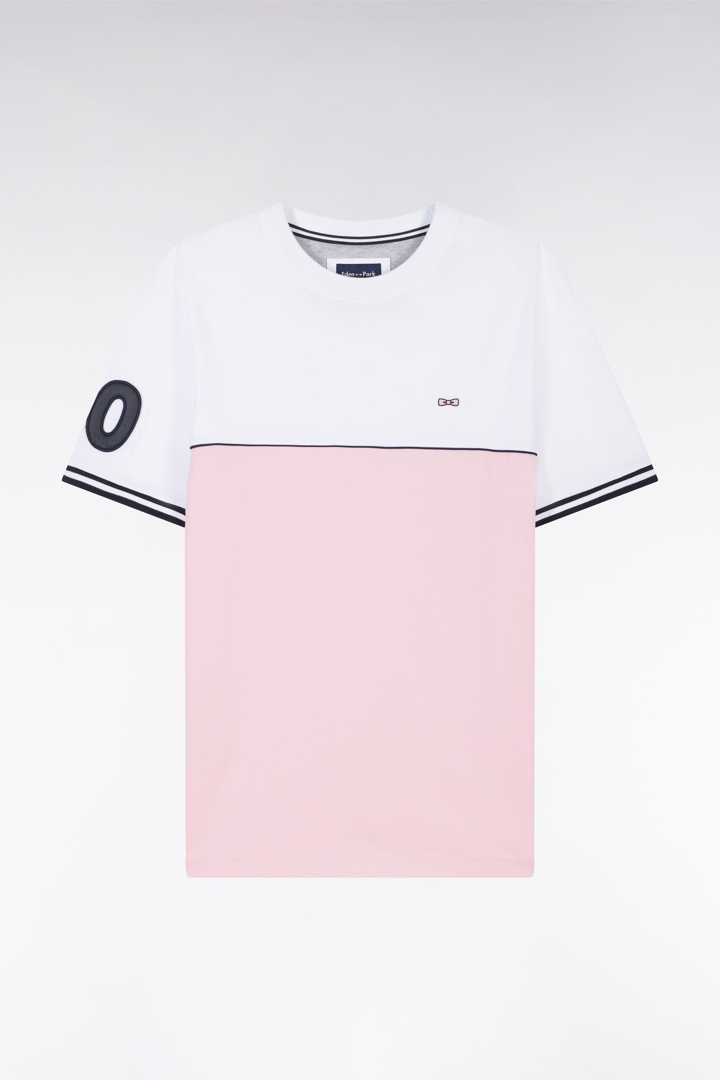 T-shirt bicolore en coton rose coupe décontractée