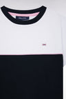 Two-tone T-shirt in navy cotton jersey, straight cut