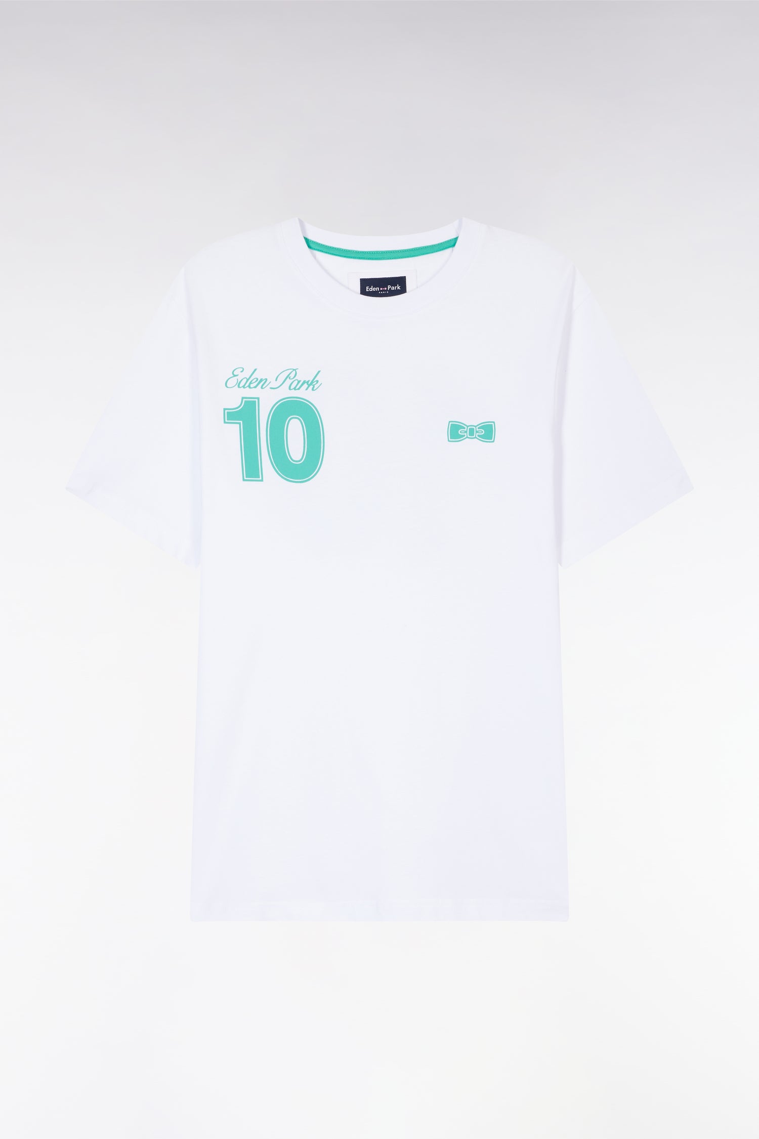 T-shirt 10 en coton blanc et vert coupe décontractée