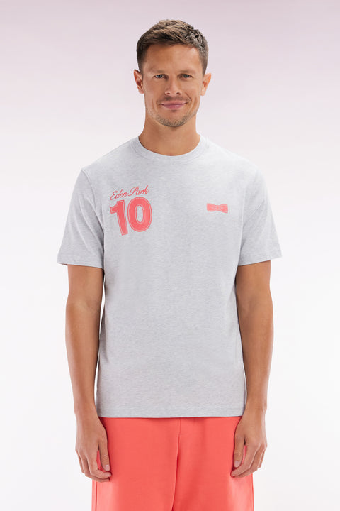 T-shirt 10 en coton gris et rouge coupe décontractée - Image 1